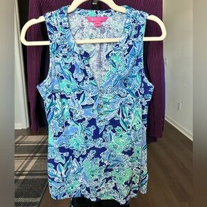 Lilly Pulitzer Blue and Green Patterned Top